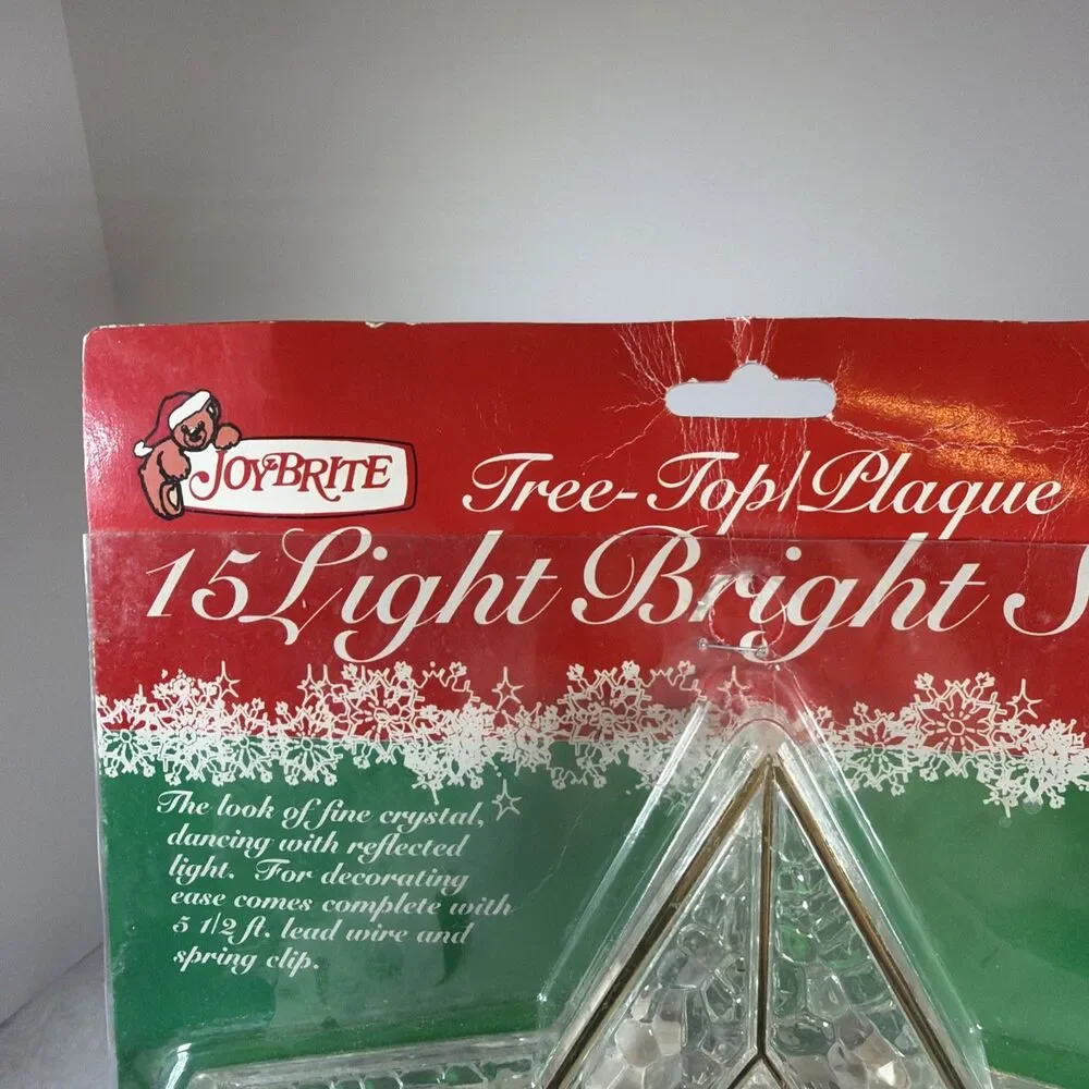 Vintage Joybrite 15- Light Bright Star Christmas Tree Topper Stained Glass Look